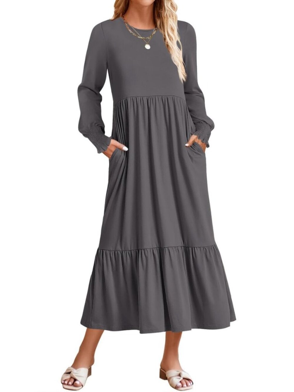 Womens Fall Winter Long Sleeve Casual Boho Maxi Dress